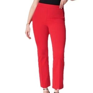 Spanx On The Go Ankle Slim Straight Pants True Red Stretch w Pockets Womens S